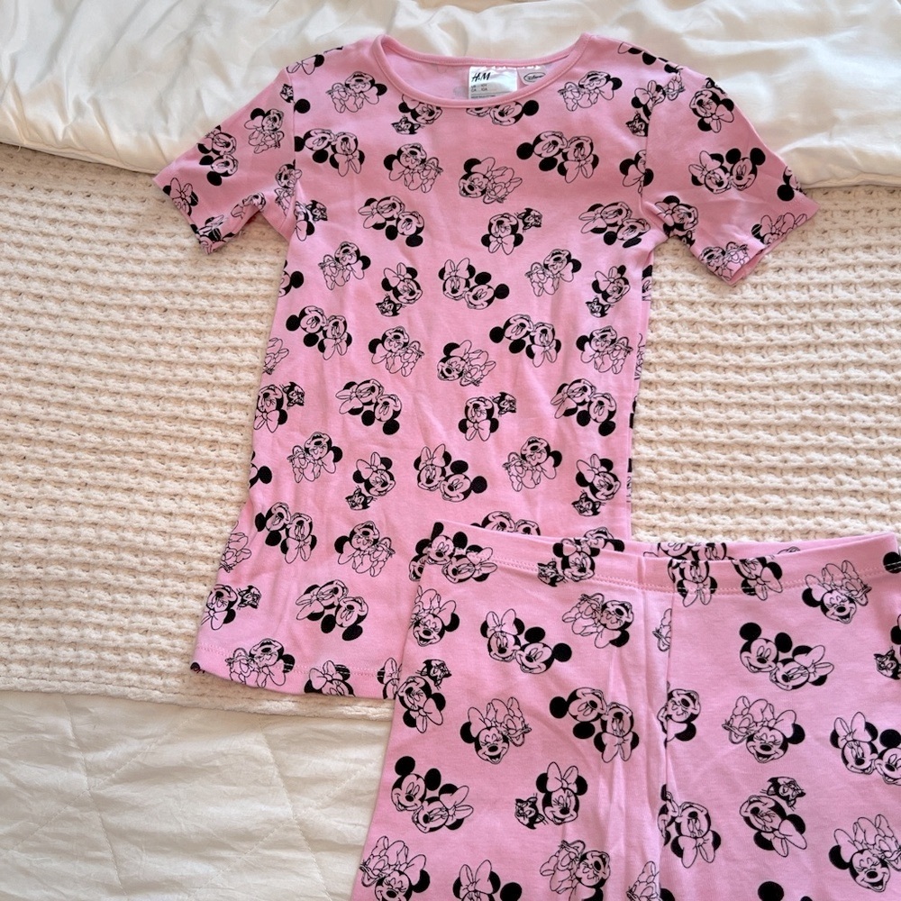 H&M Pink and Black Pajama Set